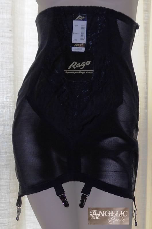 Rago 1294 High Waist Open Bottom Girdle 6 Metal Garters Side Zipper