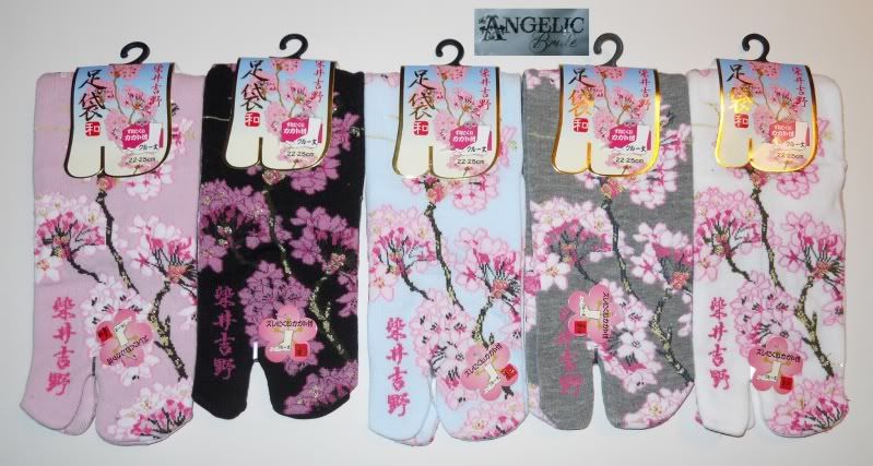 Japanese Cherry Blossoms Ankle Tabi Socks Split Toe Anklet Flip Flops ...