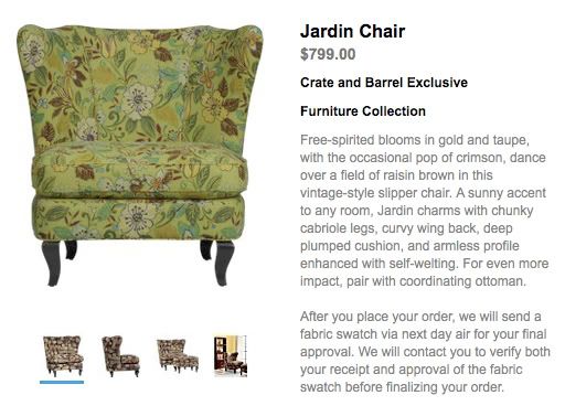 Crate & Barrel Wingback Chair – Jardin