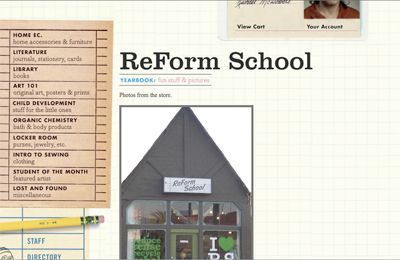 A screenshot of Reform School Online Shop for Art Craft and Design