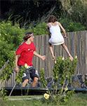 Mary-Kate Olson on a trampoline