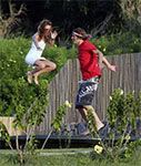 Mary-Kate Olson on a trampoline