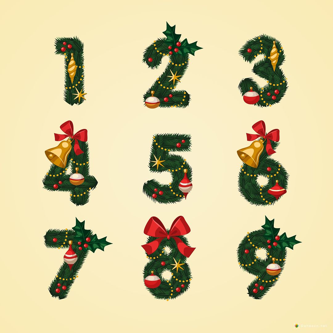 Bộ chữ alphabet về giáng sinh - merry christmas text 2014