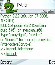 nokia python interactive console