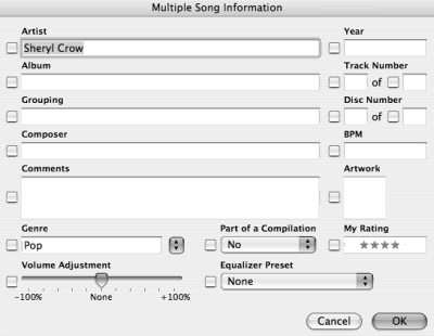 iTunes Multiple Song Information settings