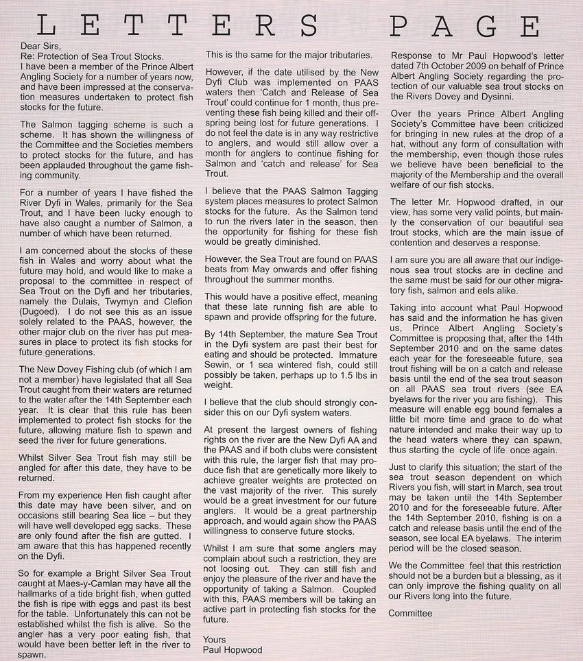 Conservation Measures Prince Albert New Rules for Sea Trout fishing