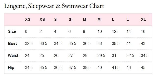 Victoria Secret Swimsuit Size Chart