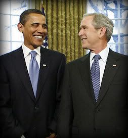 Barack Obama and George Bush