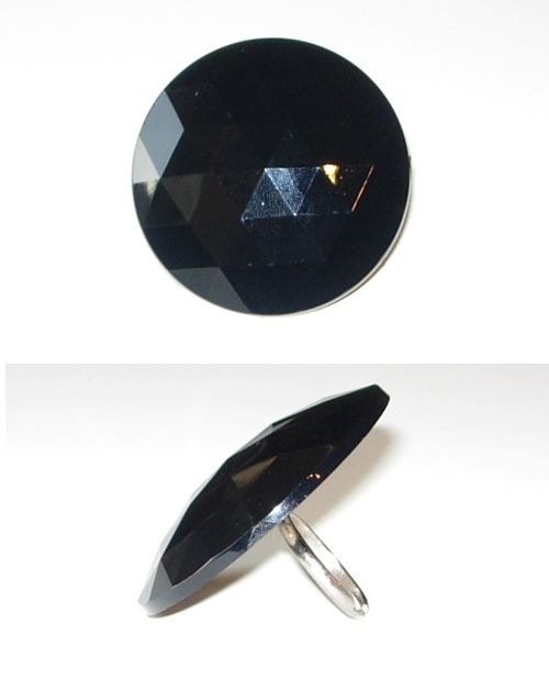 Black plastic faceted circle ring