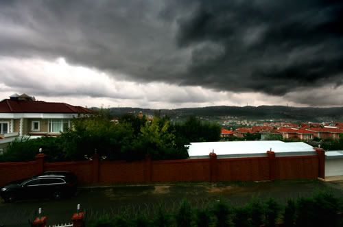 The dramatic sky from my front window about half an hour ago