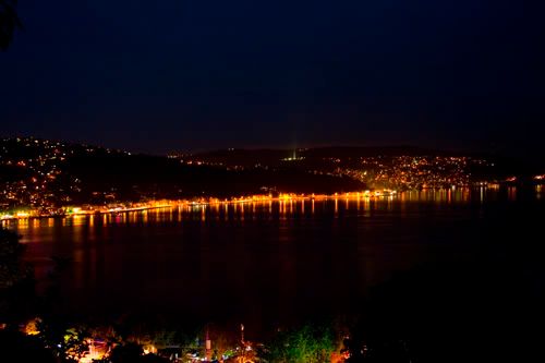 The Bosphorus at night, looking towards Sariyer
