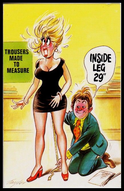 C 1960 Signed Bamforth Saucy Comic Risqué Postcard Made To Measure Inside Leg Ebay