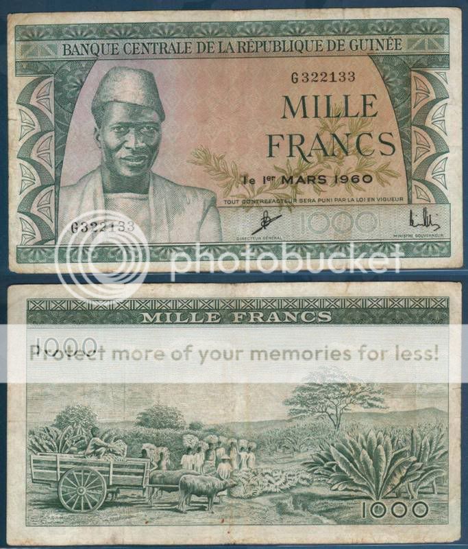 1960 BANQUE DE LA REPUBLIQUE DE GUINEE 1000 FRANCS  