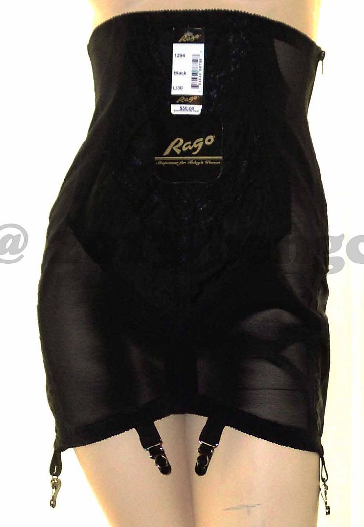 Rago 1294 High Waist Open Bottom Girdle 6 Metal Garters Side Zipper ...