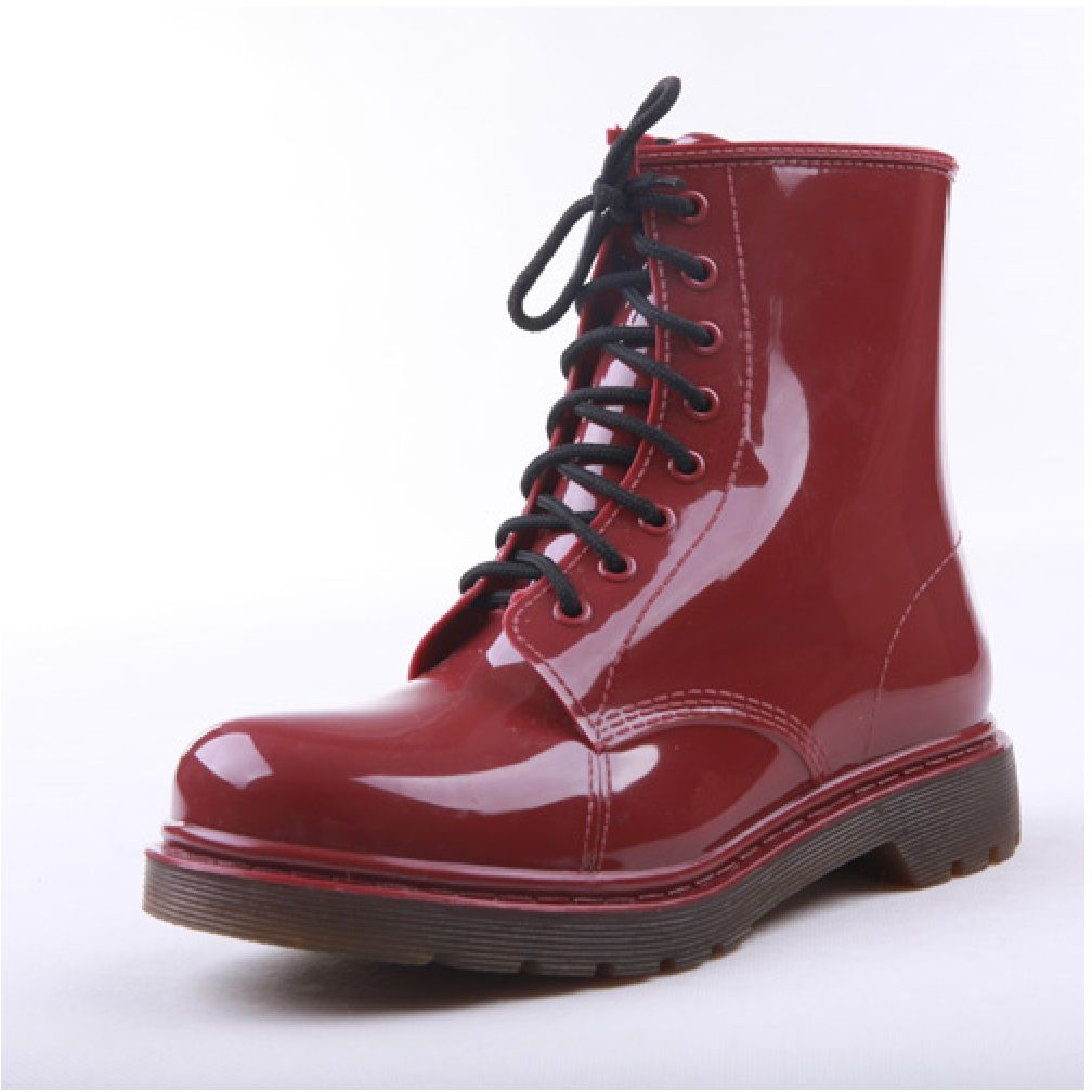 Clear Rain Boots Color Soles Combat Lace Up Jelly Shoes Waterproof ...