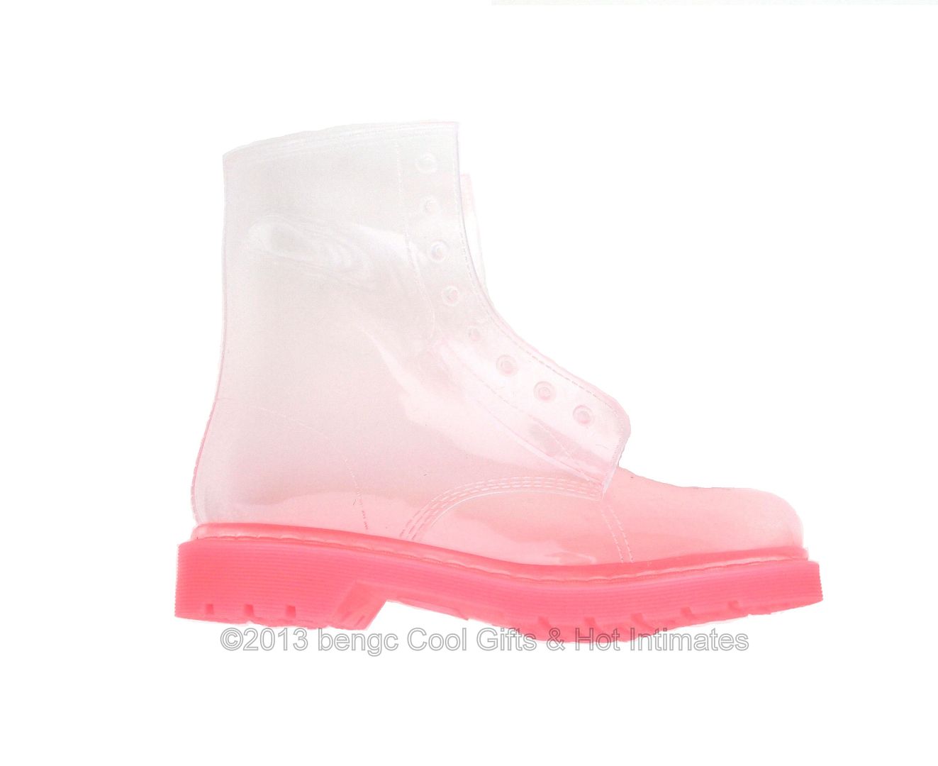 Clear Rain Boots Color Soles Lace Up Ankle Waterproof Transparent Jelly ...