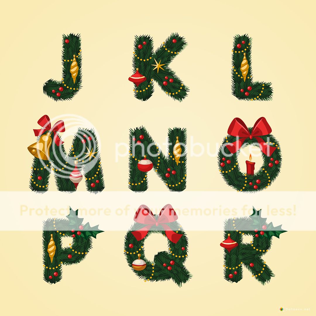 Bộ chữ alphabet về giáng sinh - merry christmas text 2014
