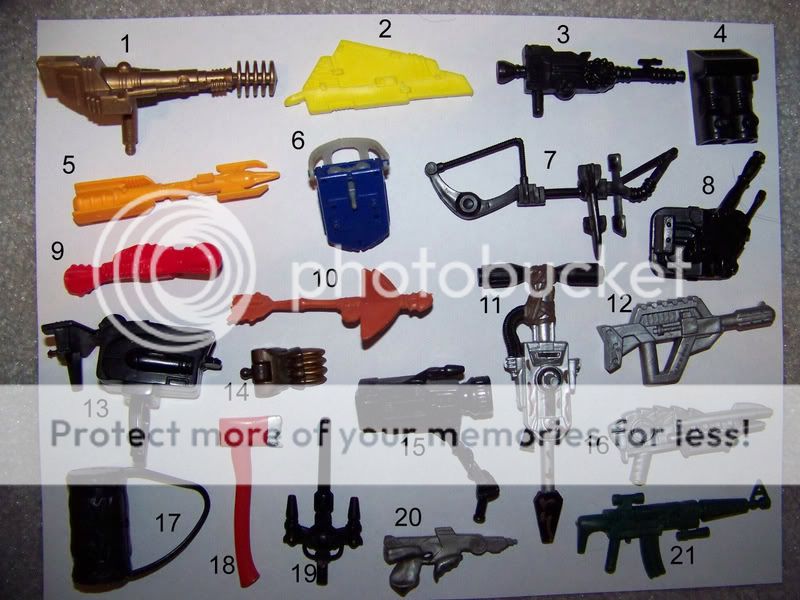 Action Figure weapons, Parts & Accessories to ID