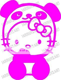 HELLO KITTY IN PANDA COSTUME CAR TRUCK DECAL STICKER  