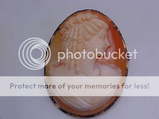 CARVED SHELL CAMEO PIN BROOCH PENDANT 800 FINE SILVER  