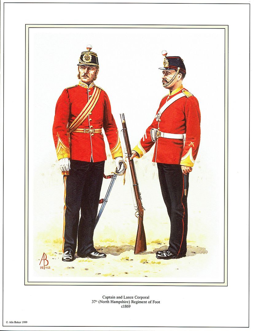 British signed Military Print 37th (North Hampshire) Regiment of Foot C ...